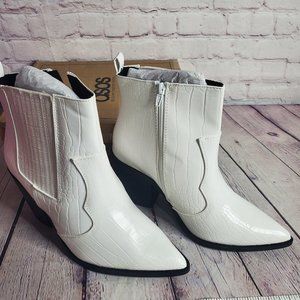 ASOS White Faux Leather Heeled Booties